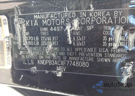 2015 Kia Sportage Lx z USA, uszkodzony, nr VIN KNDPB3ACXF7748080